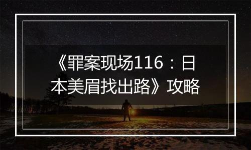 《罪案现场116：日本美眉找出路》攻略