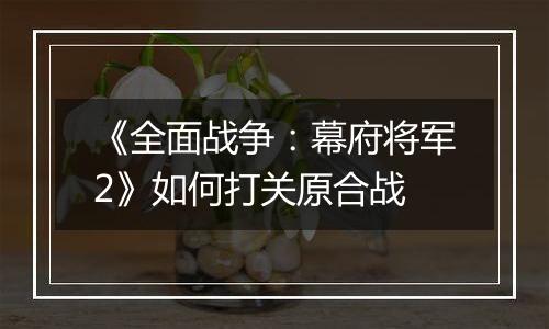 《全面战争：幕府将军2》如何打关原合战
