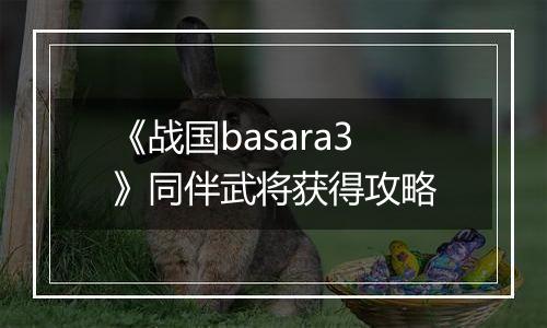 《战国basara3》同伴武将获得攻略