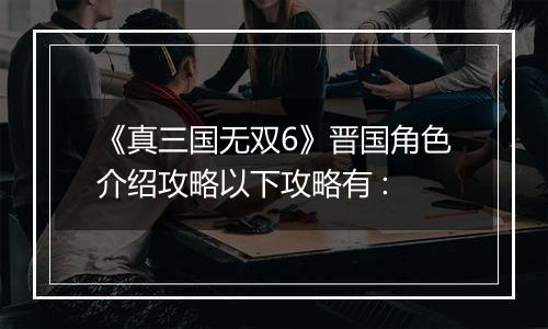 《真三国无双6》晋国角色介绍攻略以下攻略有 :