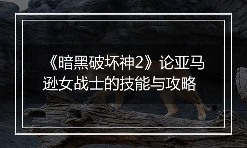 《暗黑破坏神2》论亚马逊女战士的技能与攻略