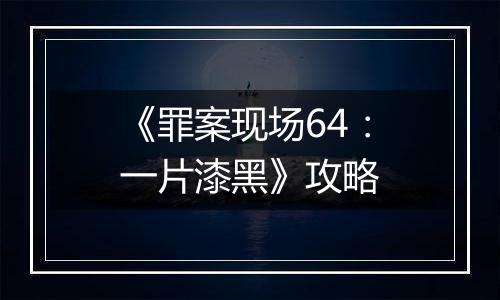 《罪案现场64：一片漆黑》攻略