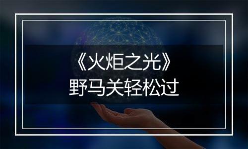 《火炬之光》野马关轻松过