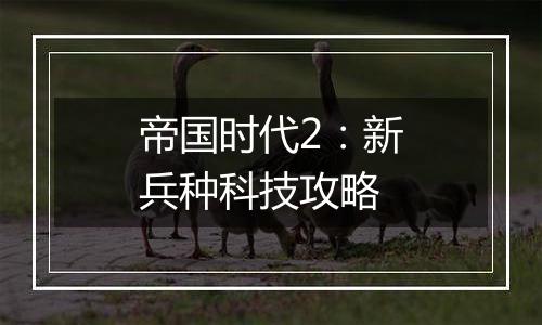 帝国时代2：新兵种科技攻略