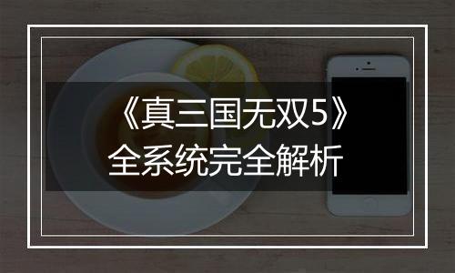 《真三国无双5》全系统完全解析