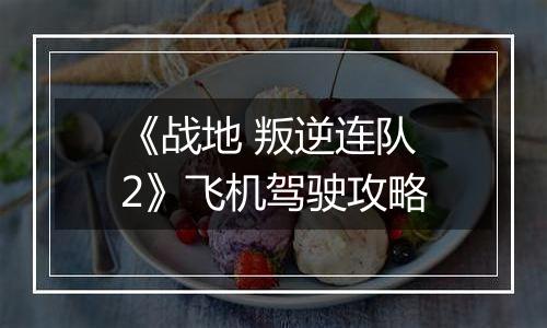 《战地 叛逆连队2》飞机驾驶攻略