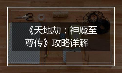 《天地劫：神魔至尊传》攻略详解