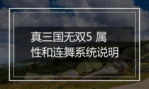 真三国无双5 属性和连舞系统说明