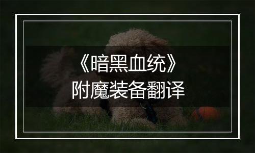 《暗黑血统》附魔装备翻译