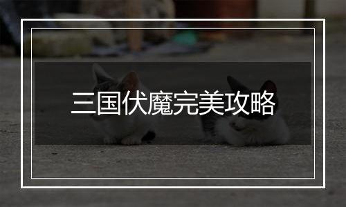 三国伏魔完美攻略