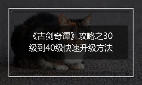 《古剑奇谭》攻略之30级到40级快速升级方法
