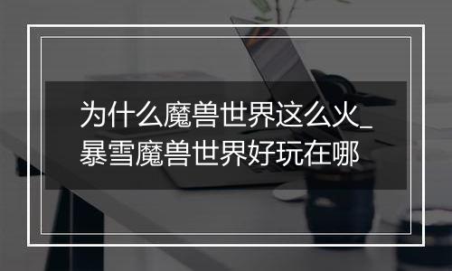 为什么魔兽世界这么火_暴雪魔兽世界好玩在哪