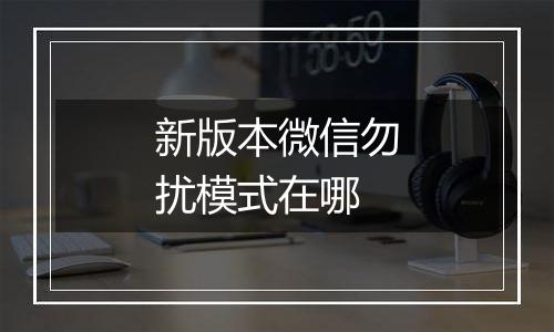 新版本微信勿扰模式在哪