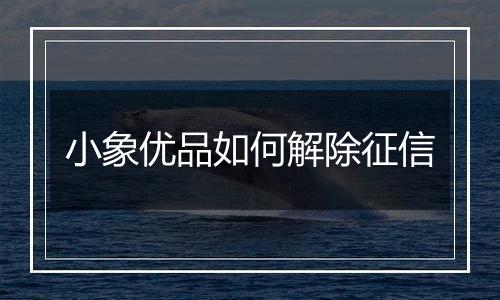 小象优品如何解除征信