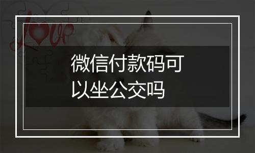 微信付款码可以坐公交吗
