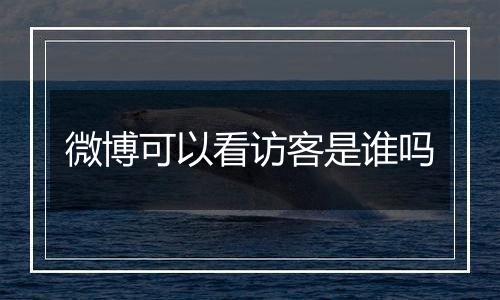 微博可以看访客是谁吗