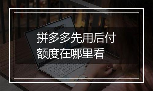 拼多多先用后付额度在哪里看