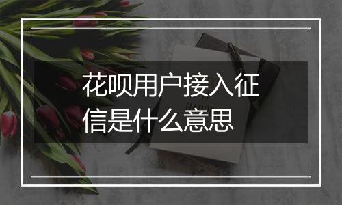 花呗用户接入征信是什么意思