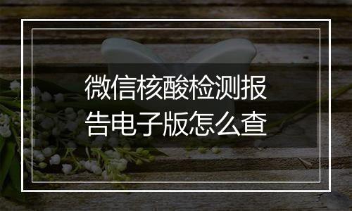 微信核酸检测报告电子版怎么查