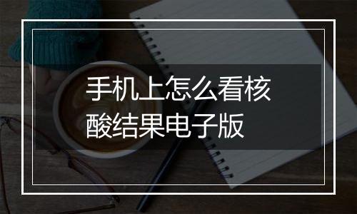 手机上怎么看核酸结果电子版