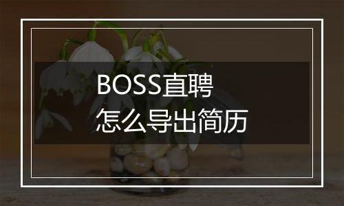 BOSS直聘怎么导出简历