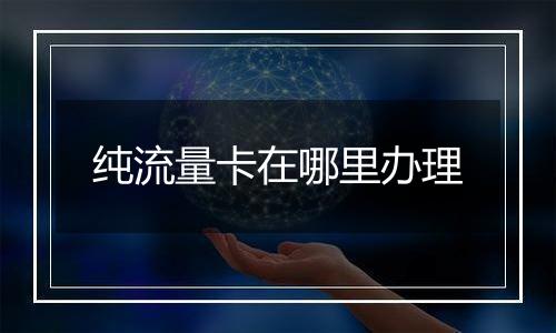 纯流量卡在哪里办理