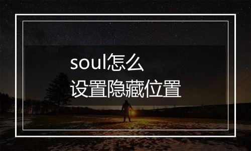 soul怎么设置隐藏位置