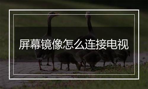 屏幕镜像怎么连接电视