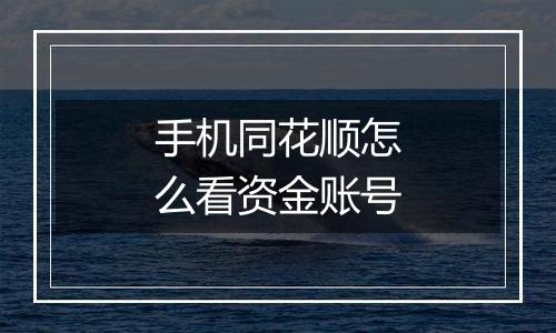 手机同花顺怎么看资金账号