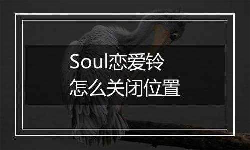 Soul恋爱铃怎么关闭位置