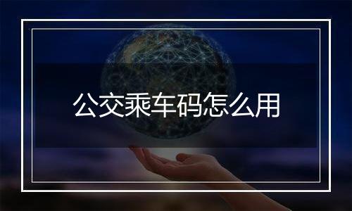 公交乘车码怎么用