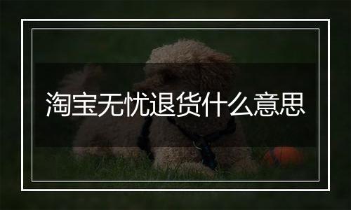 淘宝无忧退货什么意思