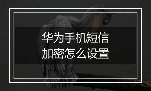 华为手机短信加密怎么设置