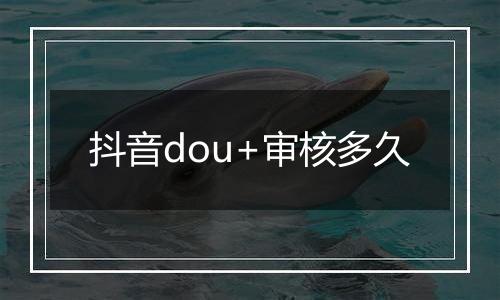 抖音dou+审核多久