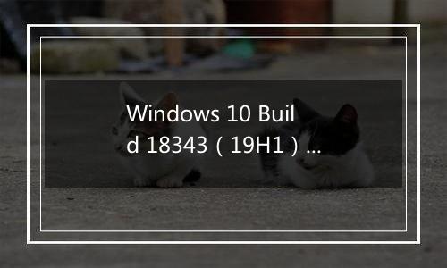 Windows 10 Build 18343（19H1）详细更新内容（含下载地址）